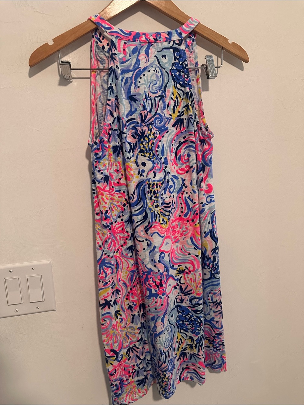 Lilly Pulitzer XS Colorful Ruffle Shift Dress Sleeveless Pink Blue - Picture 4 of 8